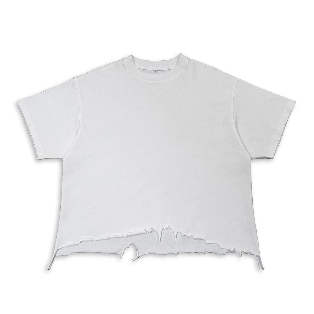 Men's Acid Wash Distressed T-Shirt Oversized Vintage Streetwear Black White Grey