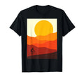 Cyclist Sunset Landscape Minimalist Bike Art T-Shirt