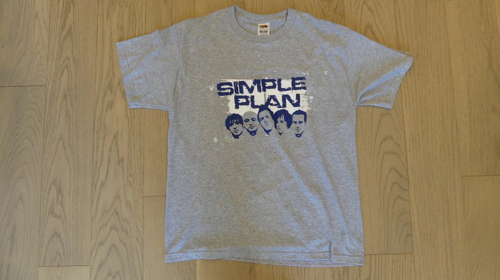 Vintage 2000s Simple Plan Promo Concert T-Shirt Grey Large Fruit of the Loom