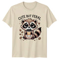 Cute But Feral Funny Raccoon Coffee T-Shirt Animal Pun Tee