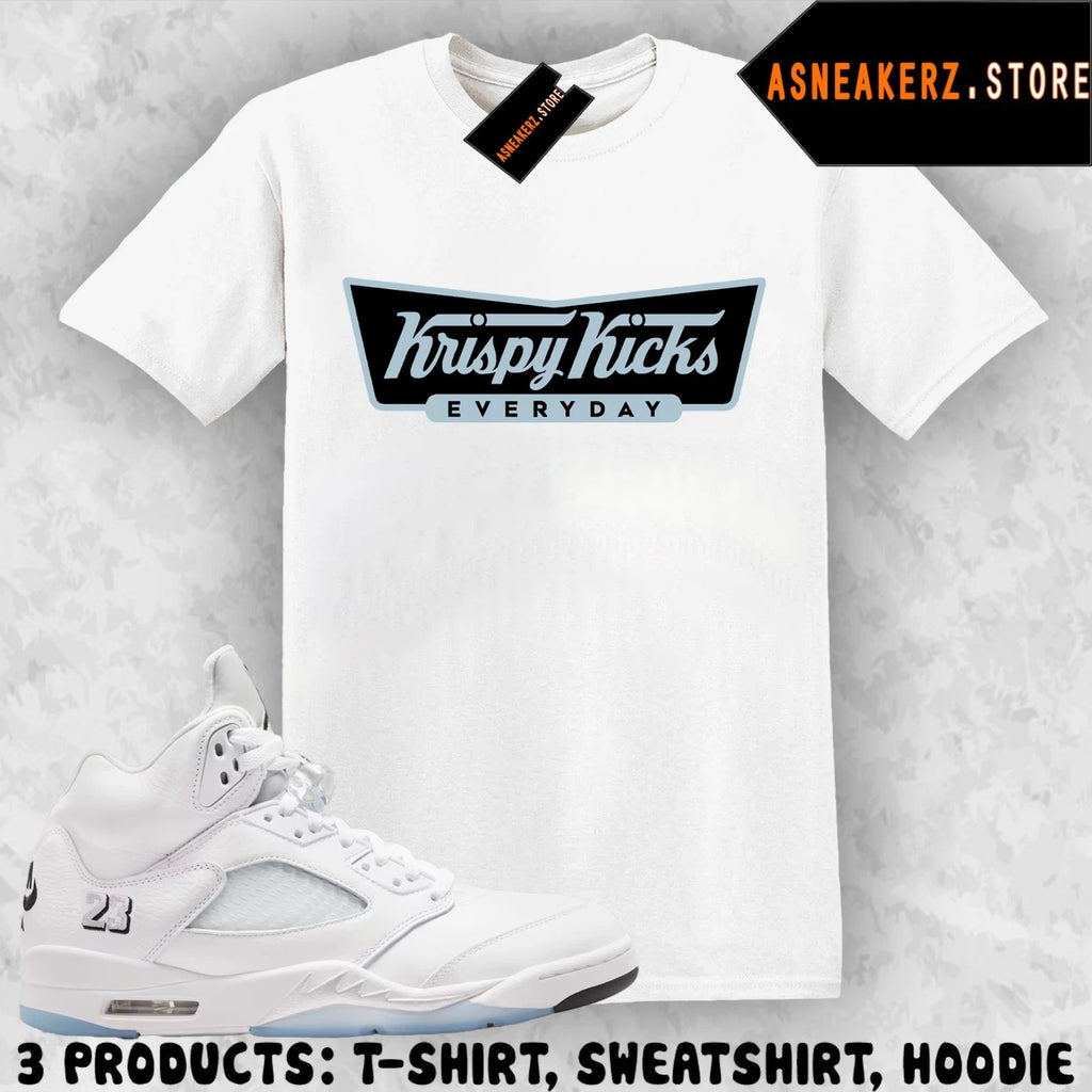 Tee Shirt Matching AJ 5 White Metallic 2026 Match Sneaker Krispy Kicks T-Shirt