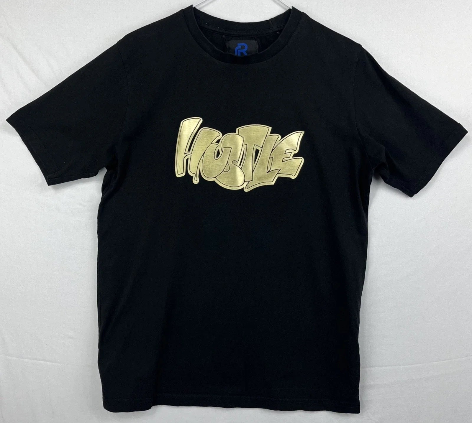EUC Refinery Republic Mens Black Gold Hustle 3D Graphic T-Shirt Cotton Size M