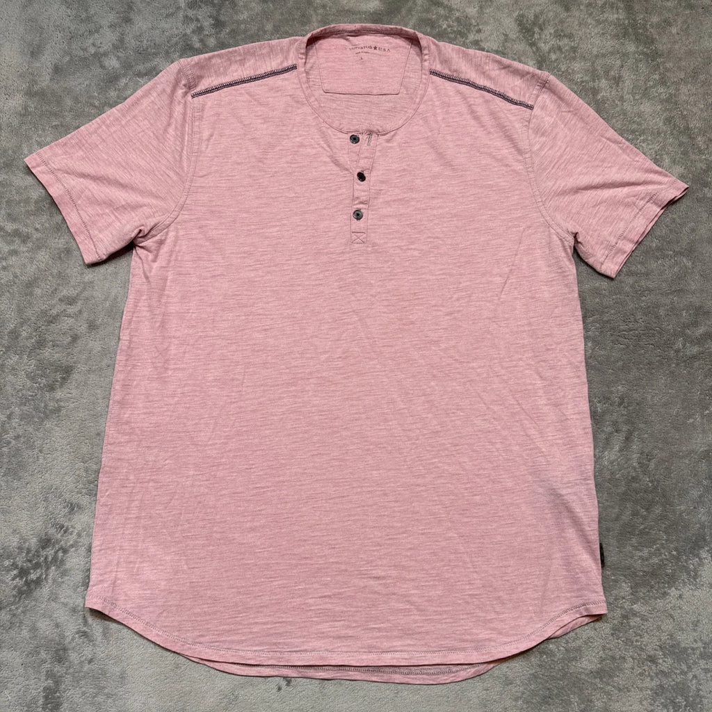 John Varvatos Shirt Mens Large Pink Henley Short Sleeve