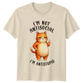 Sarcastic Cat I'M Not Antisocial I'M Antistupid Funny T-Shirt