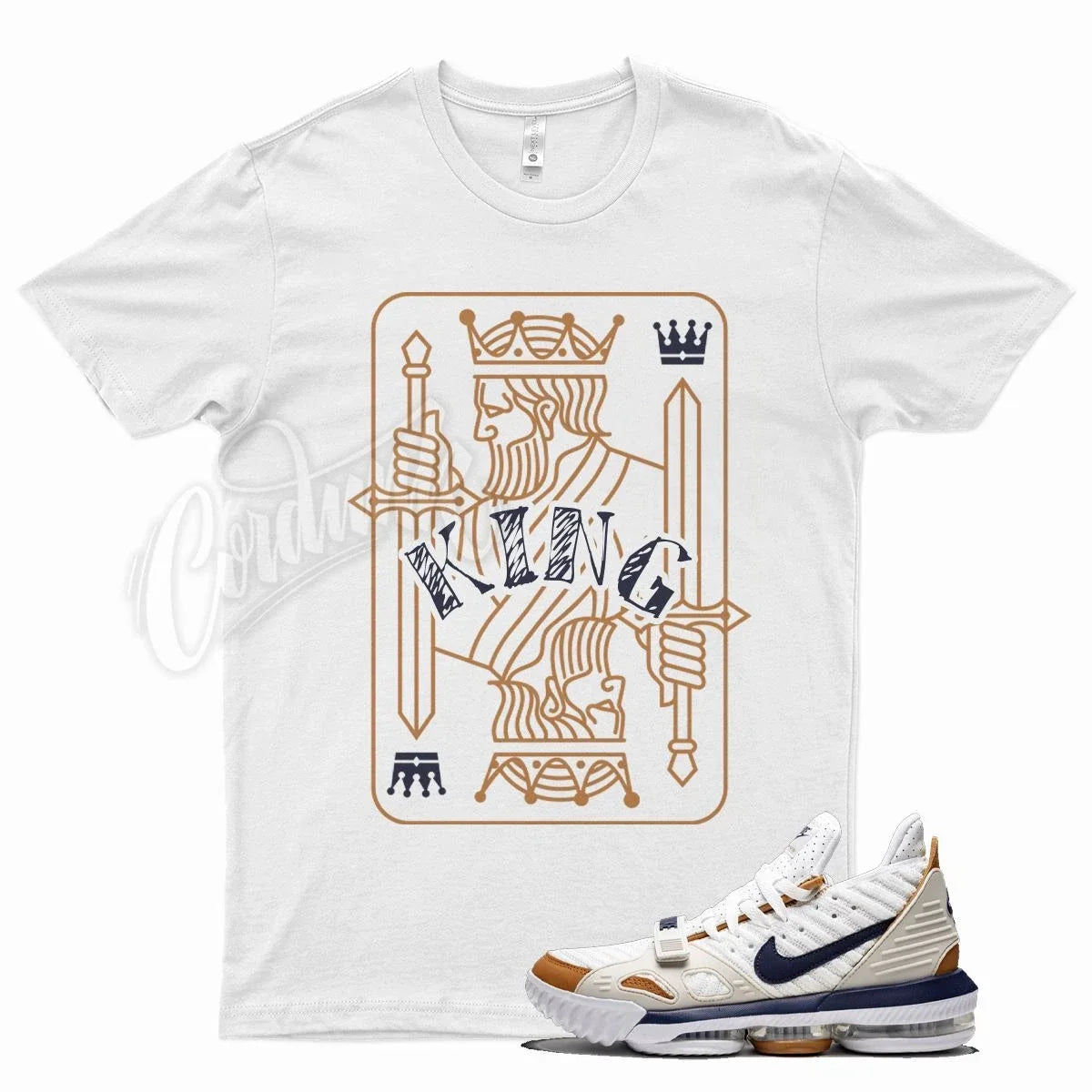 White KING T Shirt for N Lebron 16 Medicine Ball Midnight Navy Ginger