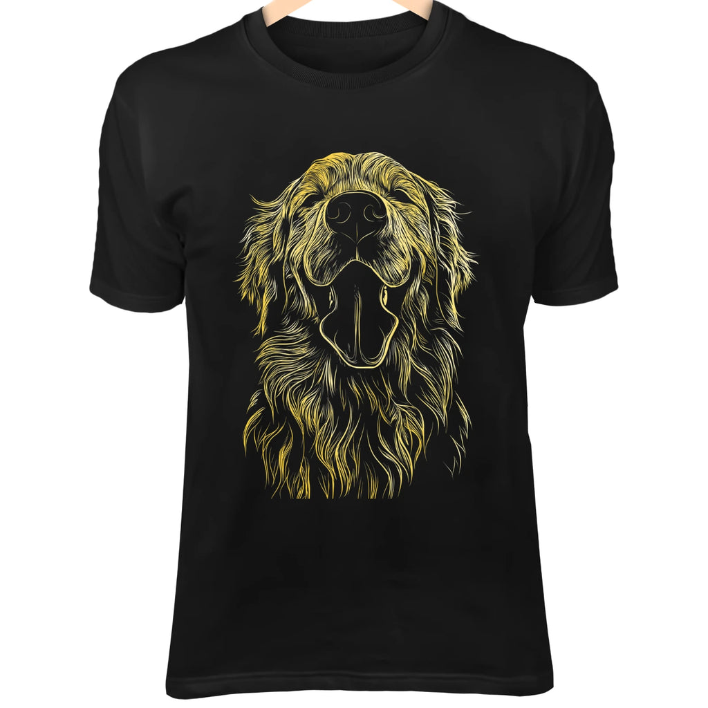 Golden Retriever Line Art - Cute Minimalist Dog Doodle with Happy Face