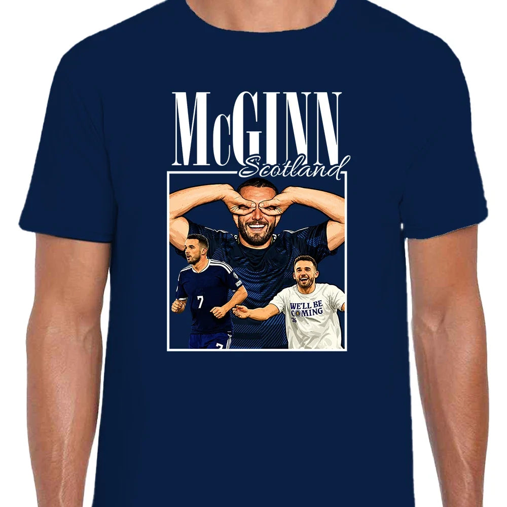 Scotland McGinn 80's Style Adult Navy T-Shirt Scotland World Cup 2026 Tee