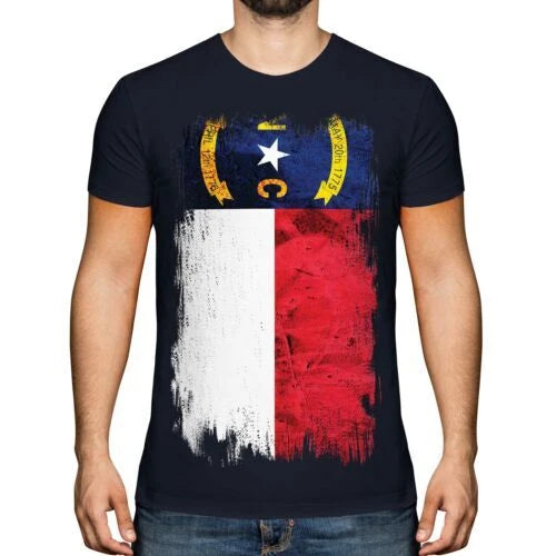NORTH CAROLINA STATE GRUNGE FLAG MENS T-SHIRT TEE TOP NORTH CAROLINIAN SHIRT