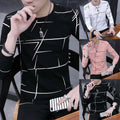 Men Sexy Crew Neck Print T-Shirt Blouse Pullover Long-Sleeve Slim For Muscle Top