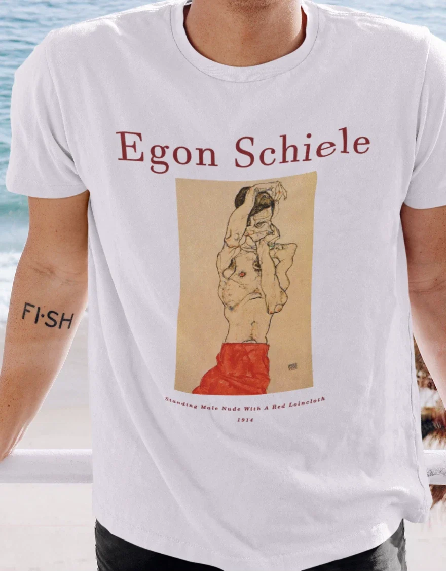 Egon Schiele T shirt | Male Nude | Austrian Painter | Unisex Premium Cotton