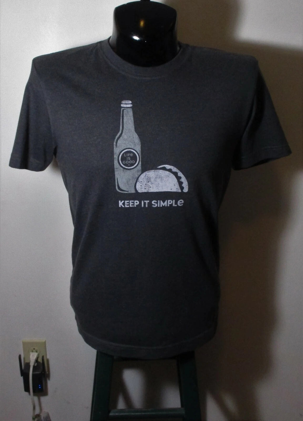 LIFE is GOOD Gray "Keep it Simple" Crusher T-Shirt Size S NWOT