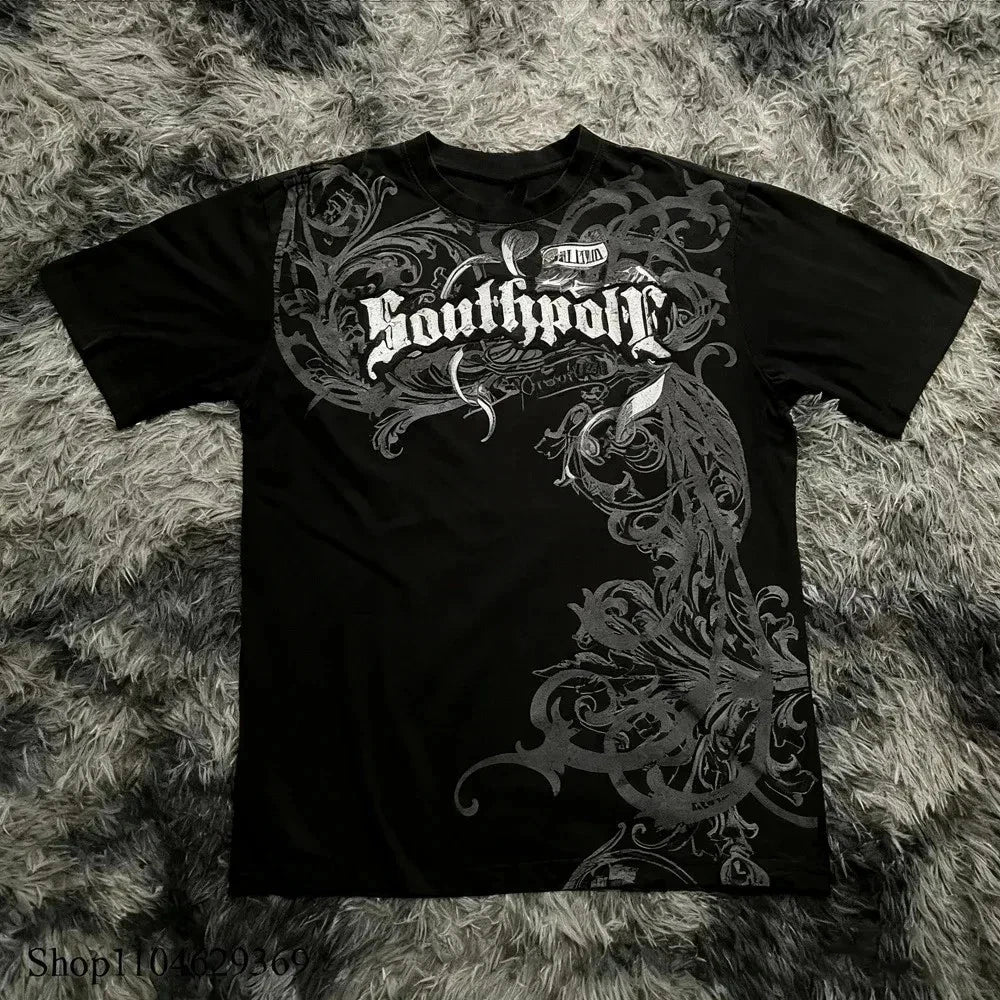 Southpole Style Cotton Skater MMA Graphic T Shirt Y2K Streetwear Mens Tee S-3XL