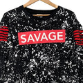 Phat Farm Savage Box Logo Paint Splatter T-Shirt Black Red White 3XL Grunge