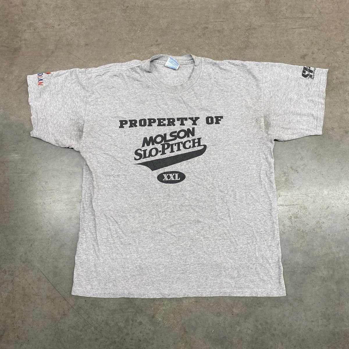VTG Molson Slo Pitch Graphic T Shirt Grey Canada Beer Tee Mens XL