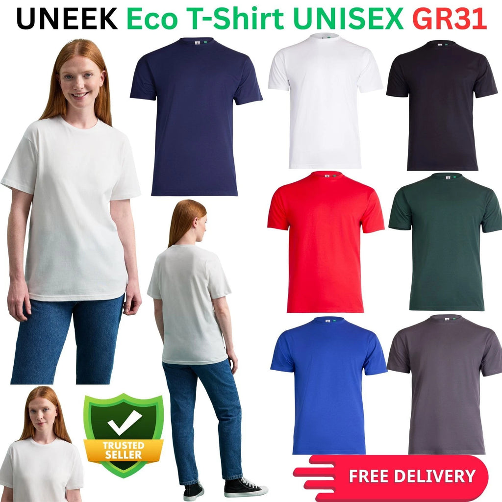 UNEEK GR31 Eco T-Shirt | Unisex Organic & Recycled Cotton Crew Neck | Soft