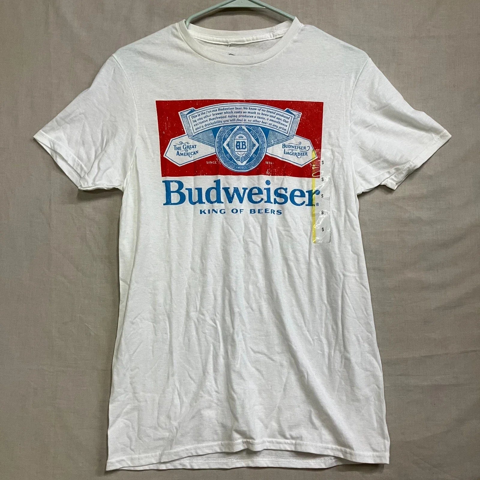Budweiser Graphic T-Shirt Men's White King of Beers Short Sleeve Crew Neck