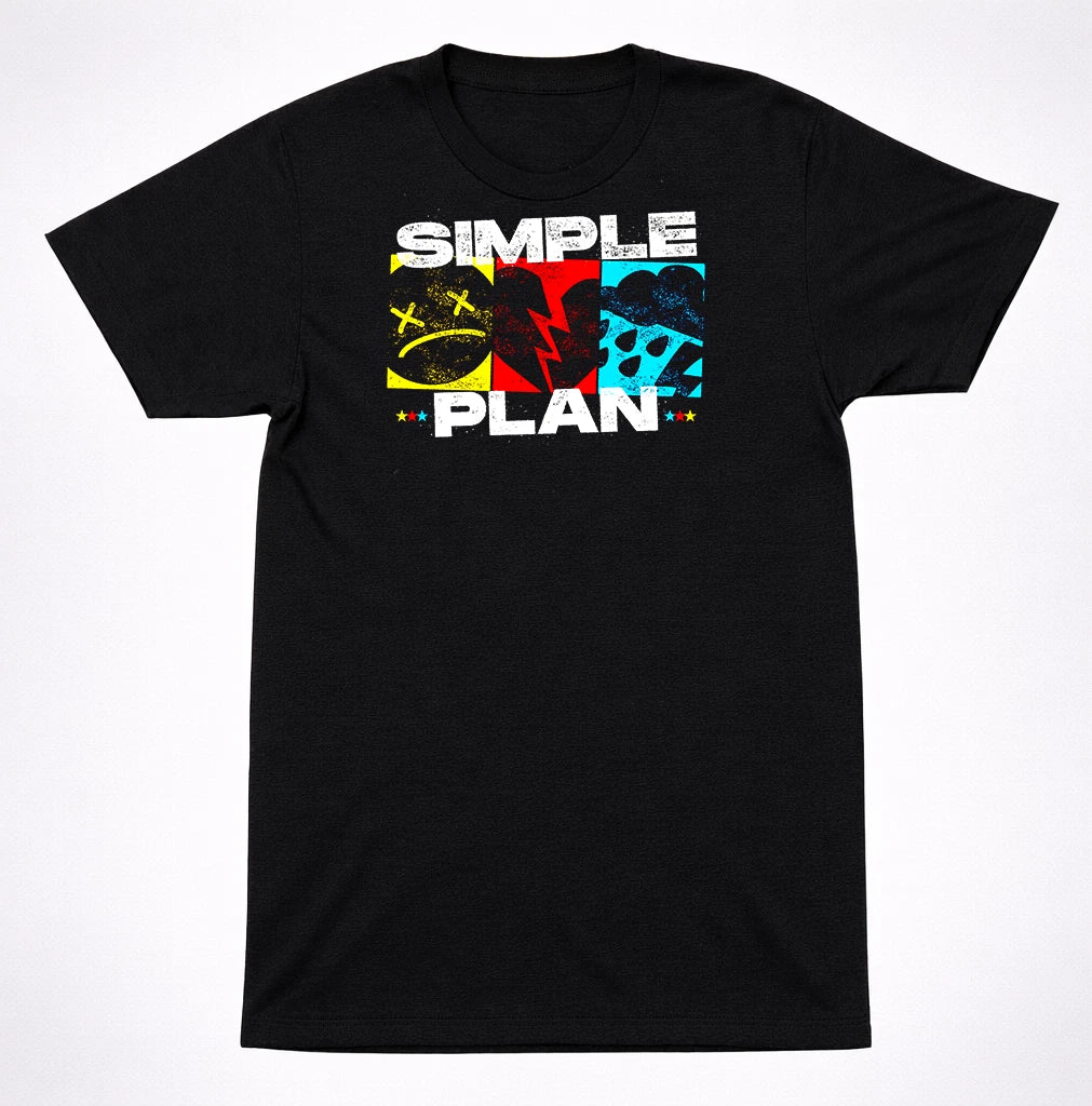 Simple Plan Sad Face Heart Weather T-Shirt Pop Punk Emo Rock Band Tee