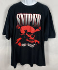 Vintage Y2K Sniper Big Graphic Print Skull & Crossbones T-Shirt Men’s 2XL Black