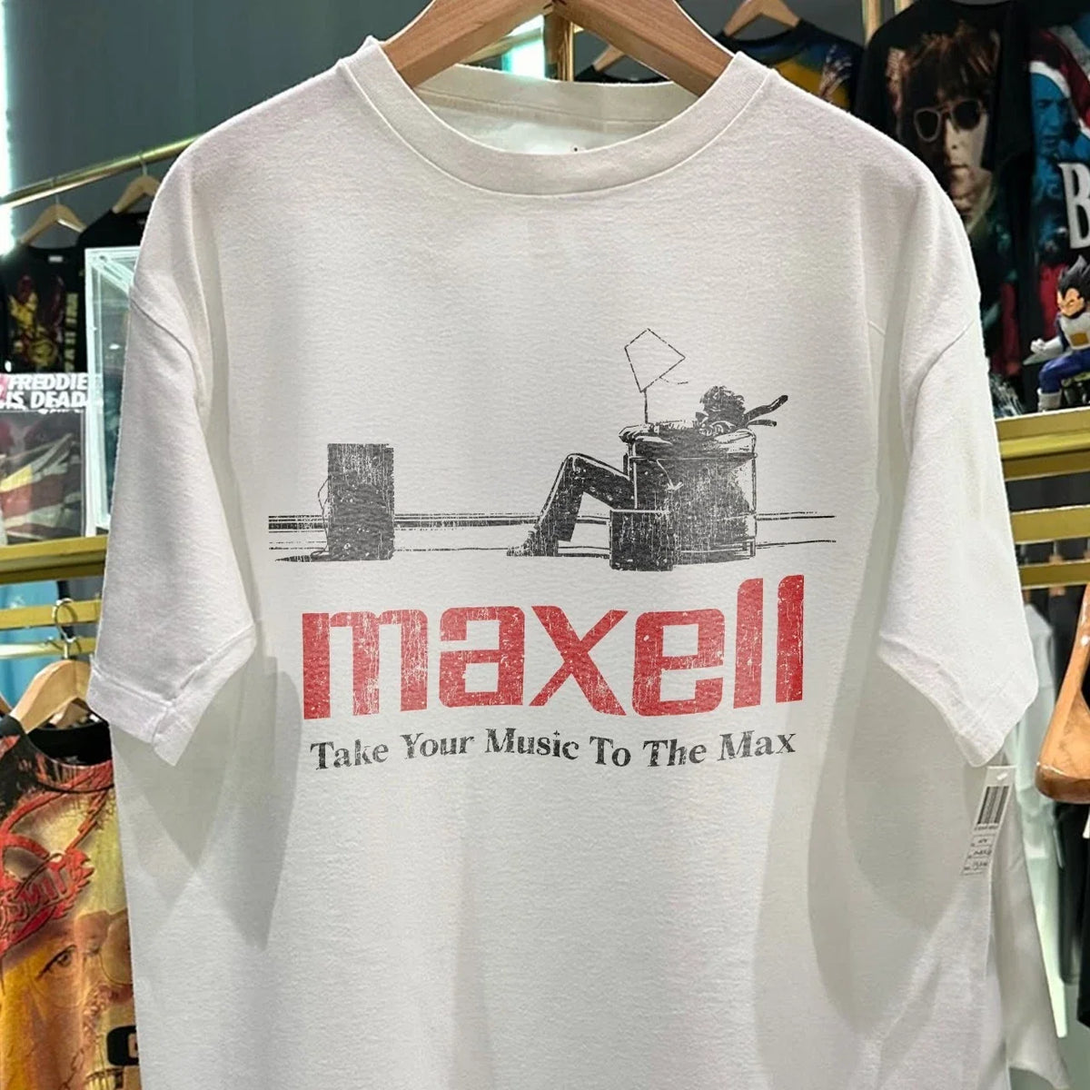 90s Maxell Aged White T-Shirt M