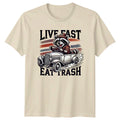 Live Fast Eat Trash Raccoon Funny Car T-Shirt Animal Pun Tee