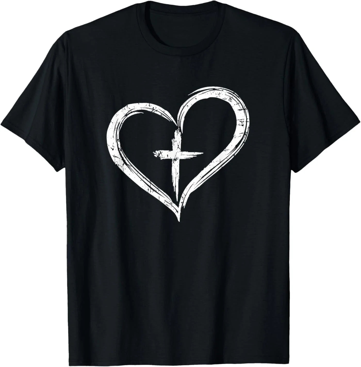 Stylish Cross in Heart Christian T-Shirt T-Shirt