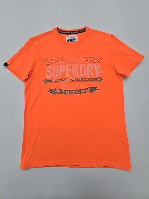 Superdry Men's Orange T-Shirt L Vintage Crew Neck Graphic Logo
