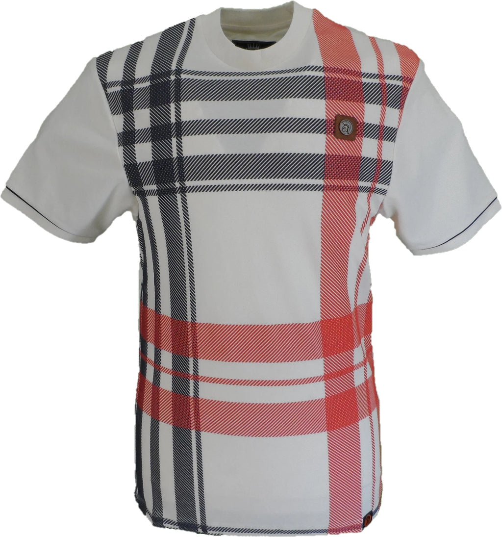 Trojan Mens Ecru Oversized Check T Shirt