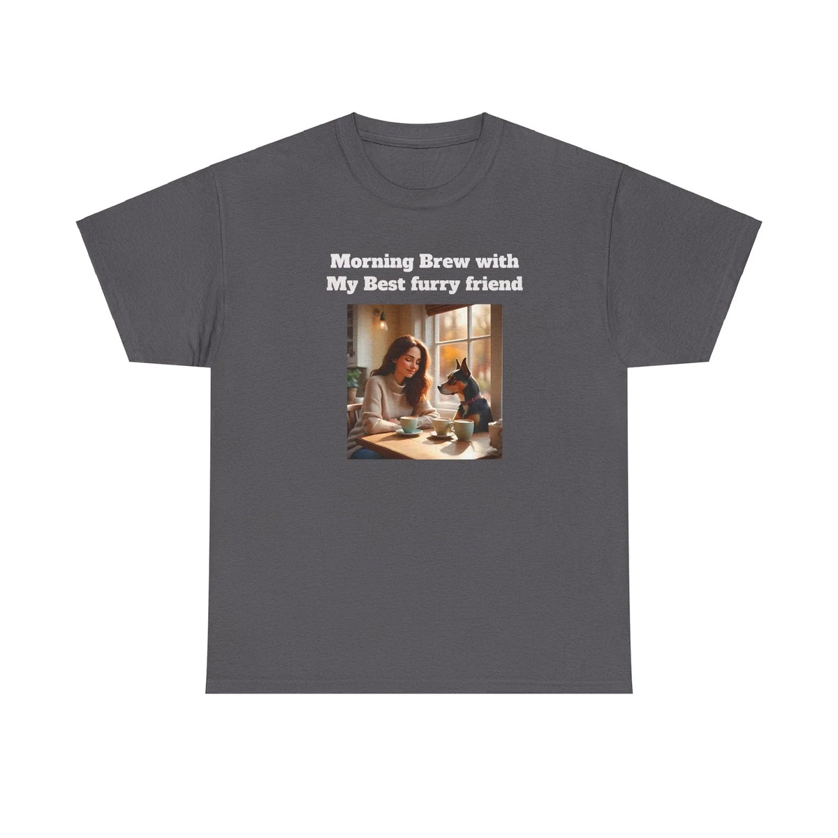 Coffee Lovers T-Shirt - Women with Dog Design