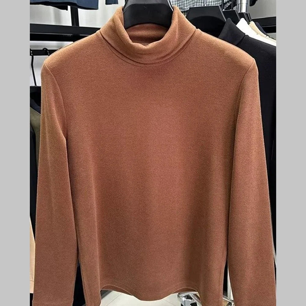 Men Durable Polyester Spandex T Shirt Half High Collar for Regular Use