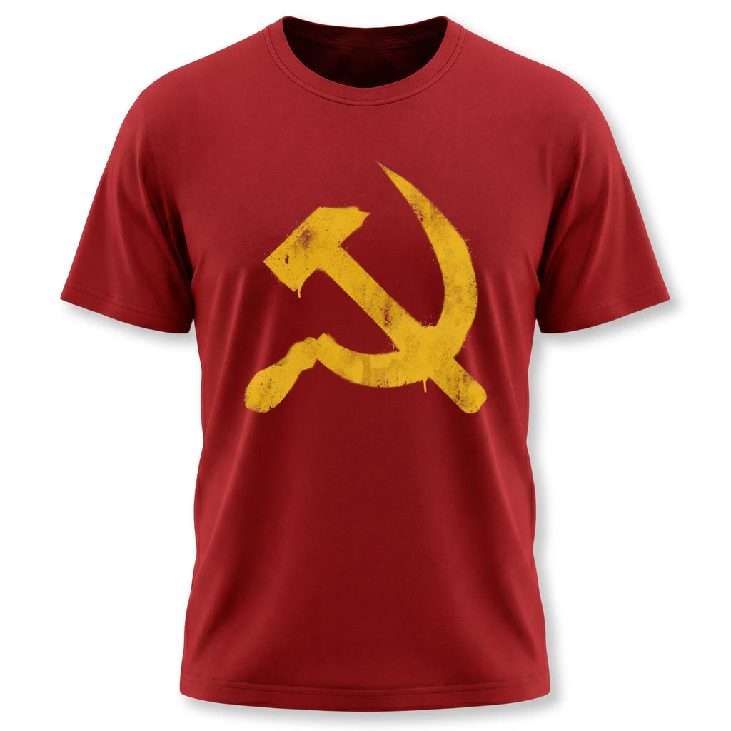 Hammer & Sickle T-Shirt | Yellow Graffiti Communist Soviet Symbol Tee