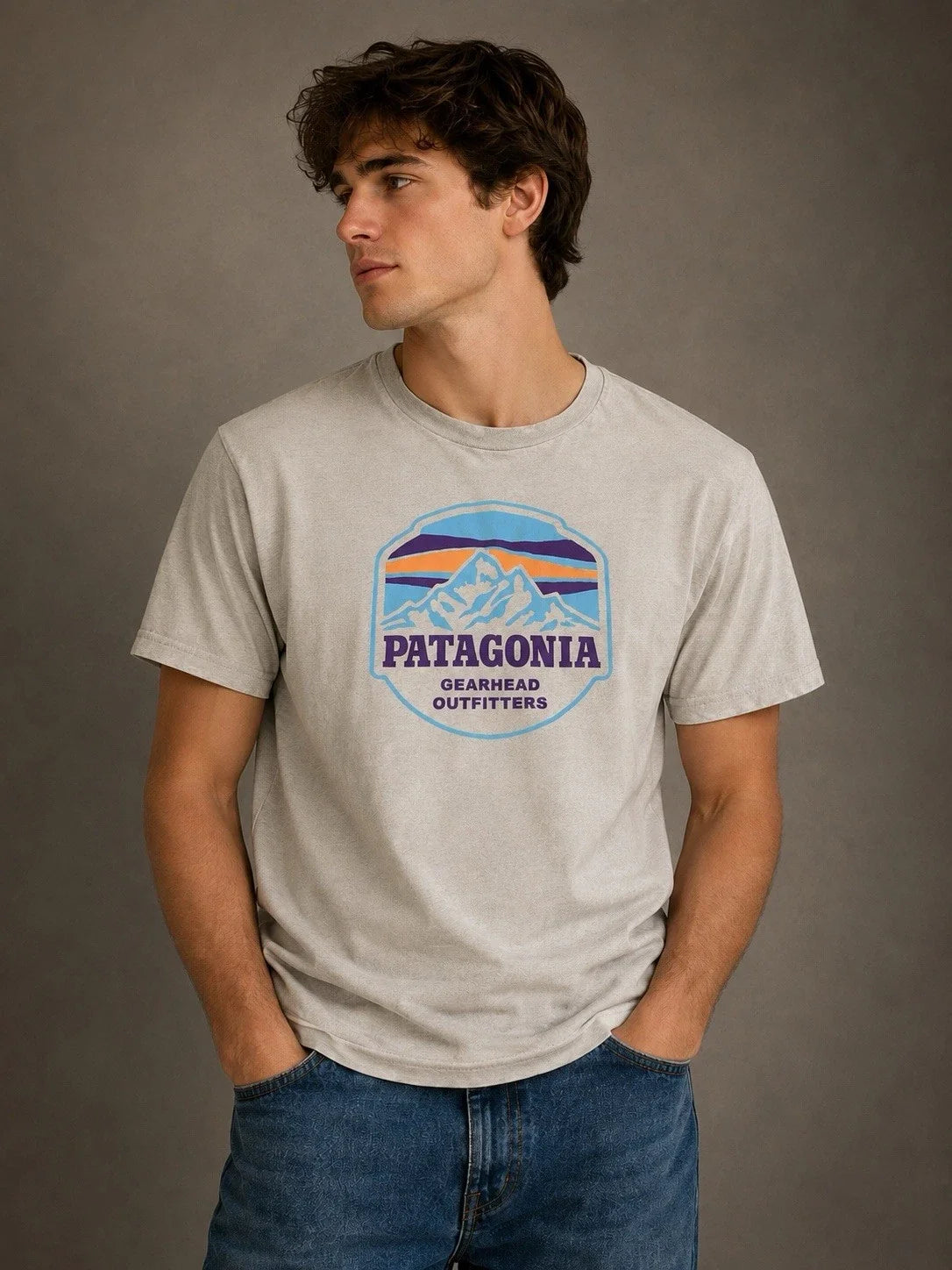 Patagonia Gearhead Outfitters Mens Medium Slim Fit Gray Organic Cotton Shirt USA