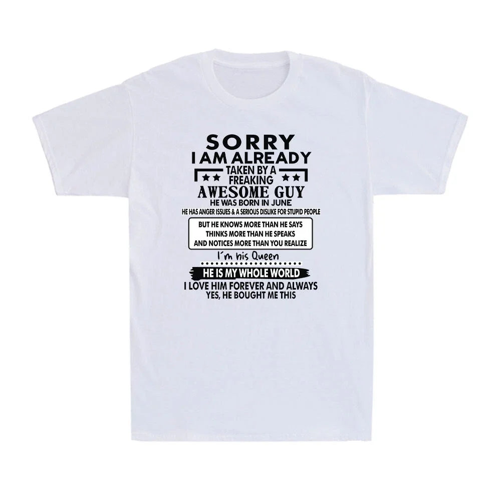 Sorry I Am Already Taken By A Freaking Awesome Guy Husband Gift Men's T-Shirt