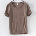 Men's Solid Color Short Sleeve T-shirt Cotton Casual Thin Style Undershirt Tops