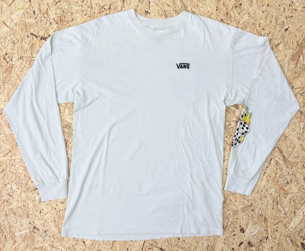 Vans Long Sleeve Shirt Mens M White Off The Wall Vintage Skate Street Style