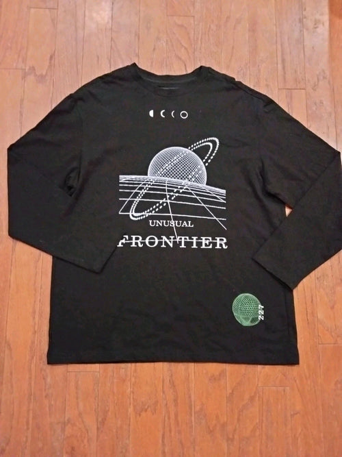 After Pray Black Long Sleeved Graphic Print Mens T Shirt Size L- Trendy Funky