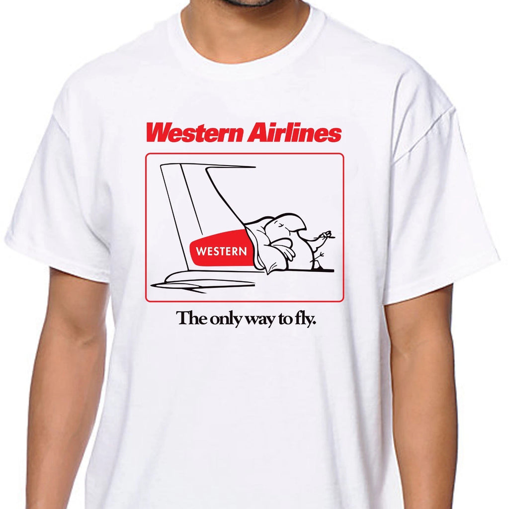 Western Airlines - The Only Way To Fly T-Shirt - Men's White Cotton T-Shirt