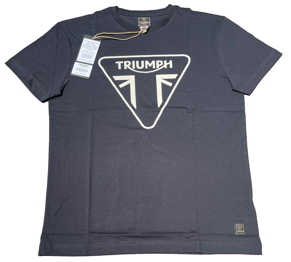 Triumph T-Shirt Mens Small Helston Jet Black Graphic Logo Short Sleeve Cotton