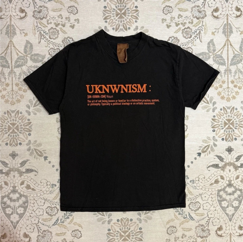 UKNWNSM Black Orange Graphic Print Cotton Crew Neck Short Sleeve Men's T-Shirt