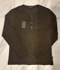 John Varvatos Men’s Henley Long Sleeve T-Shirt Dark Olive New