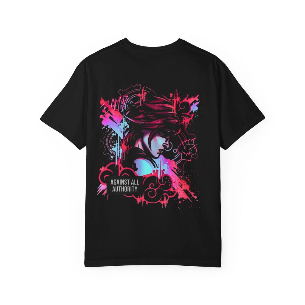 Abstract Neon Graphic Tee - Y2K Aesthetic Heavyweight Cotton T-Shirt