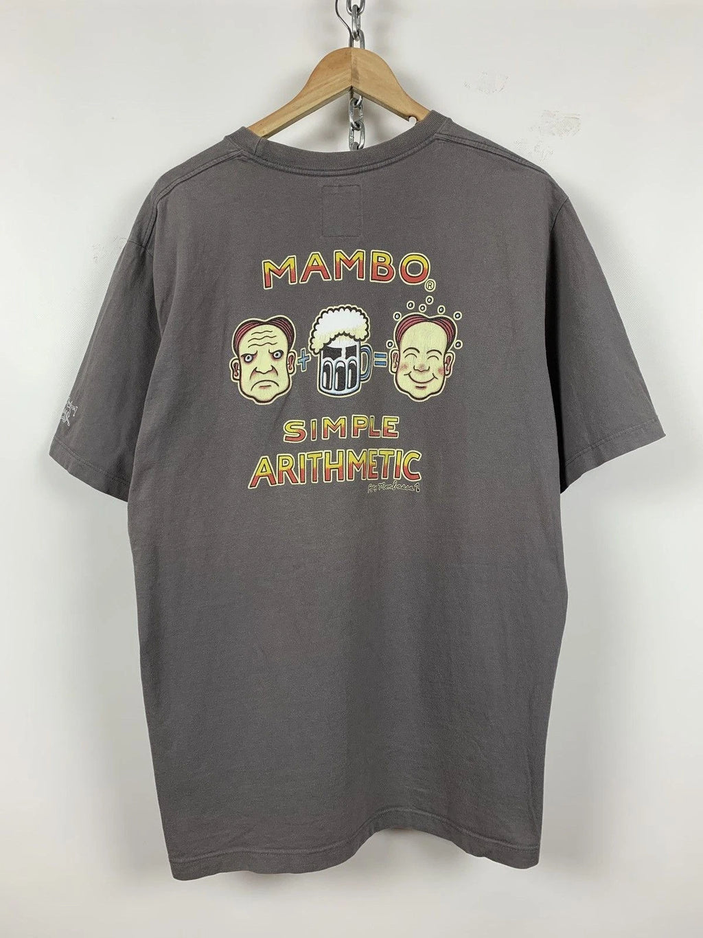 Vintage Mambo Simple Arithmetic Faded Grey T-Shirt Size XL