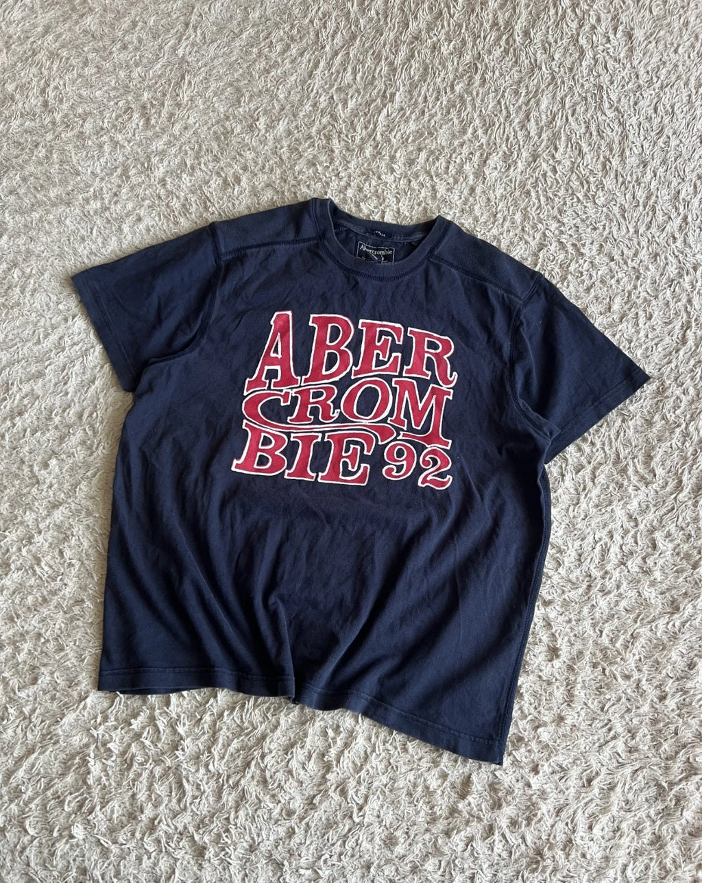 Vintage Abercrombie & Fitch T-Shirt XL Double Sided Graphic Y2K Dark Blue