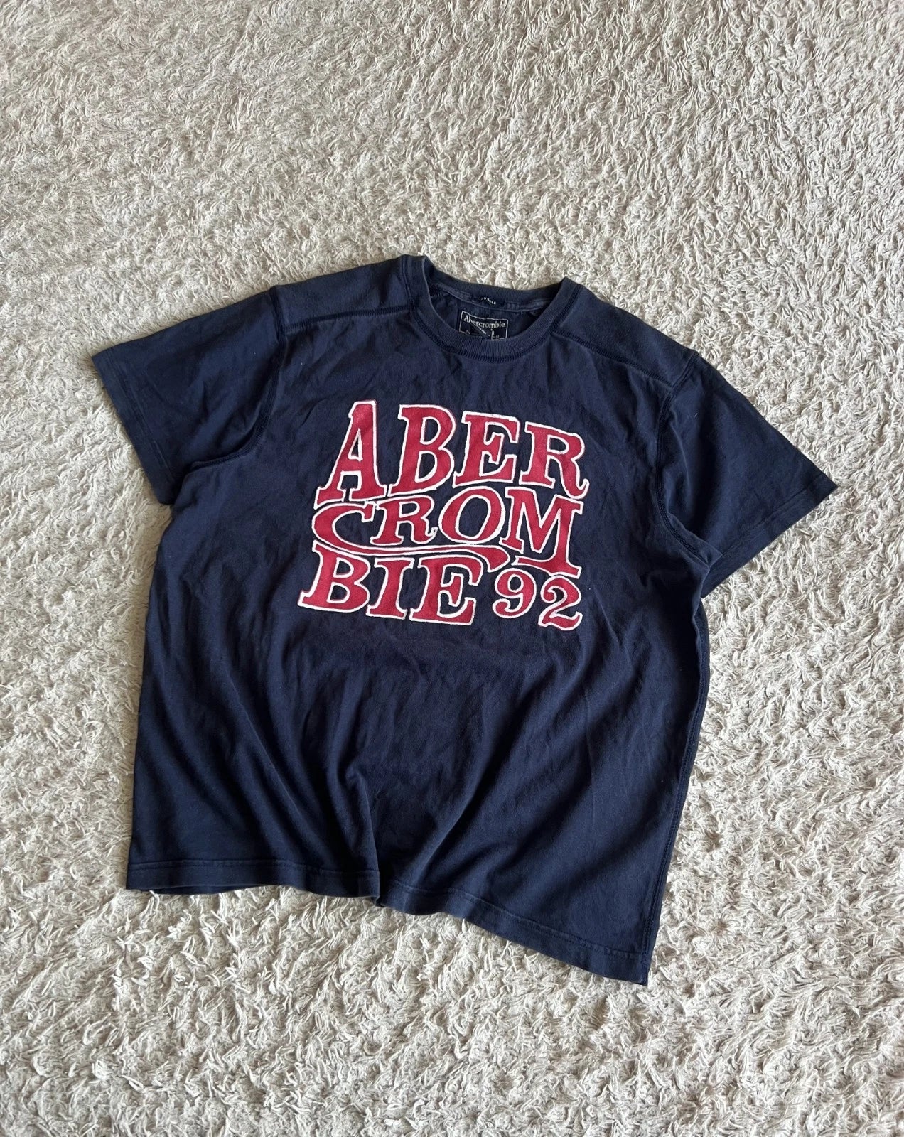 Vintage Abercrombie & Fitch T-Shirt XL Double Sided Graphic Y2K Dark Blue