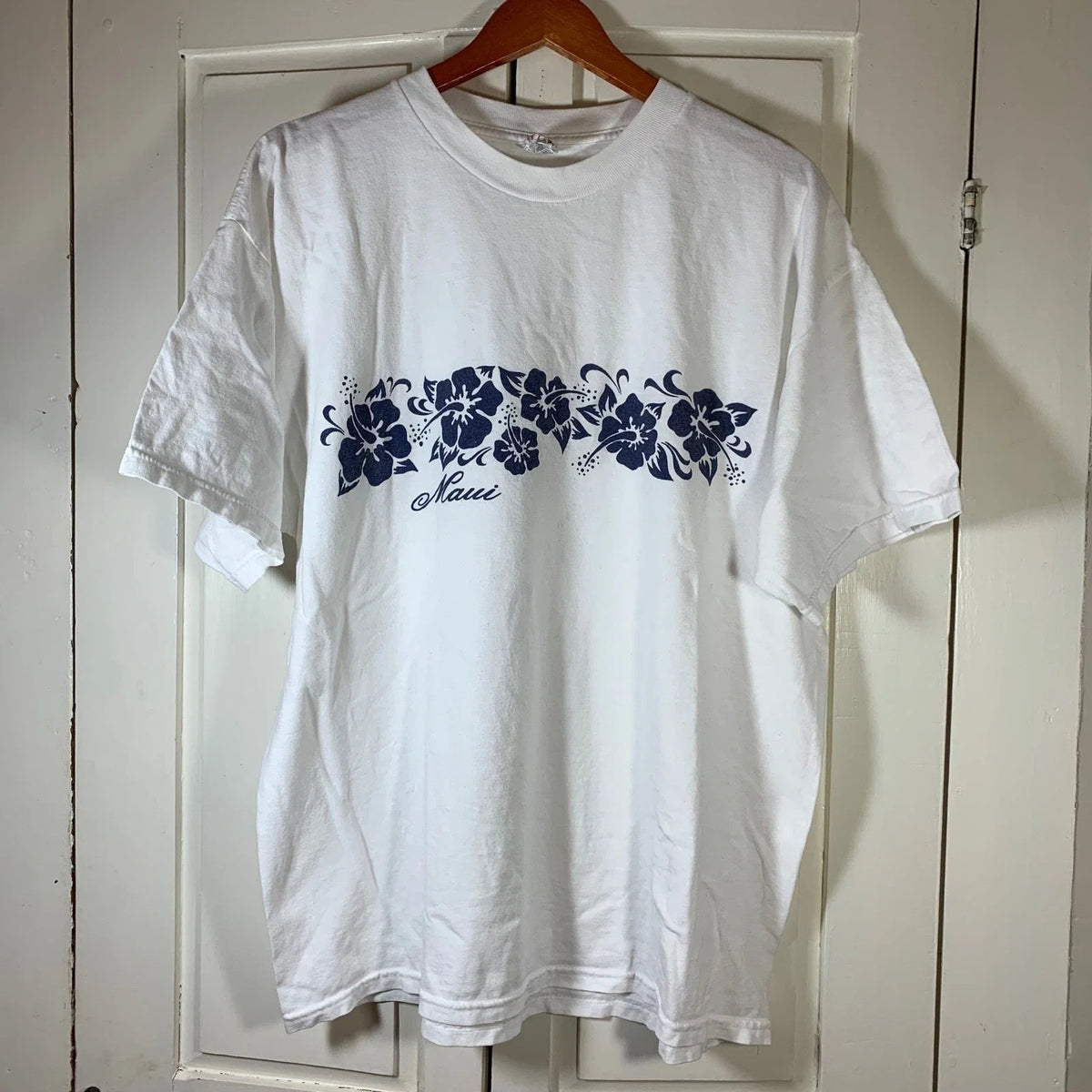 Maui Hawaii Hibiscus Floral Graphic T-Shirt White XL SS Travel Alstyle Tee READ
