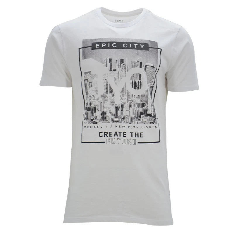 Mens T Shirts House Brand Crew Neck White Casual Summer Short Sleeve Printed Tee