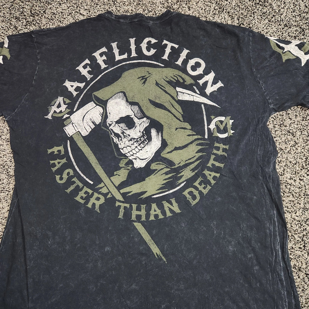Affliction Faster Than Death T Shirt Grim Reaper Grunge Punk Emo Gothic Mens Xl