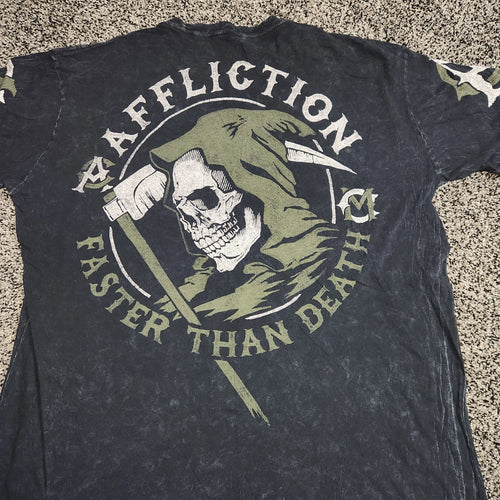 Affliction Faster Than Death T Shirt Grim Reaper Grunge Punk Emo Gothic Mens Xl