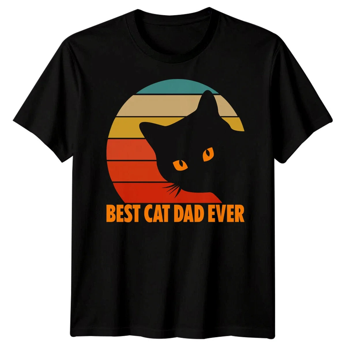 Mens Best Cat Dad Ever Silhouette Funny Fathers Day T-Shirt Tee Papa Life #FD