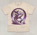 Cat Riding Shark Moon T-Shirt Shark Lover Rider Aesthetic Unisex Graphic Shirt