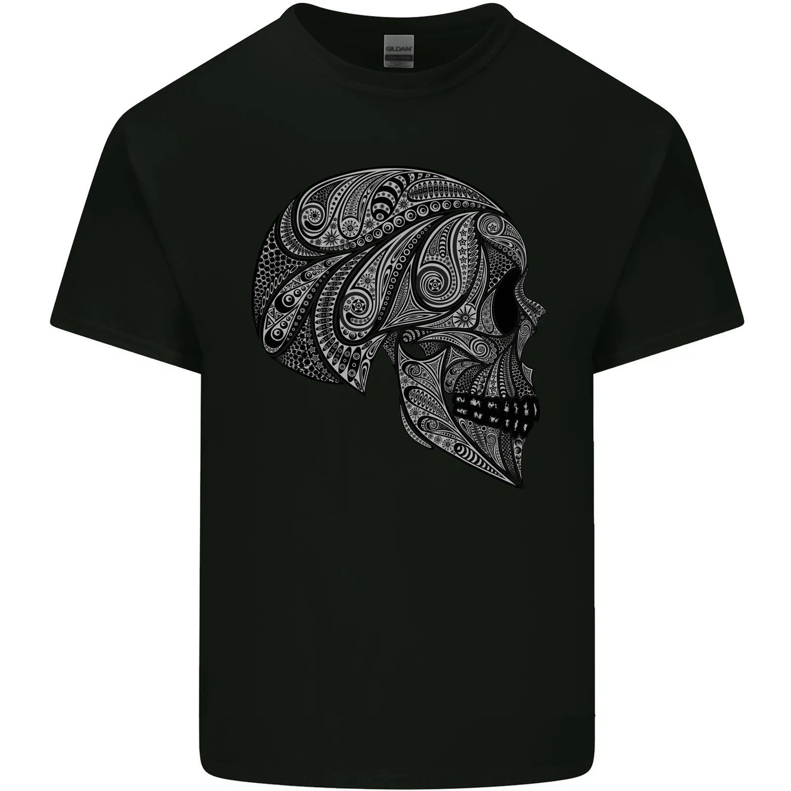 Mandala Skull Gothic Biker Motorbike Mens Light Cotton T-Shirt